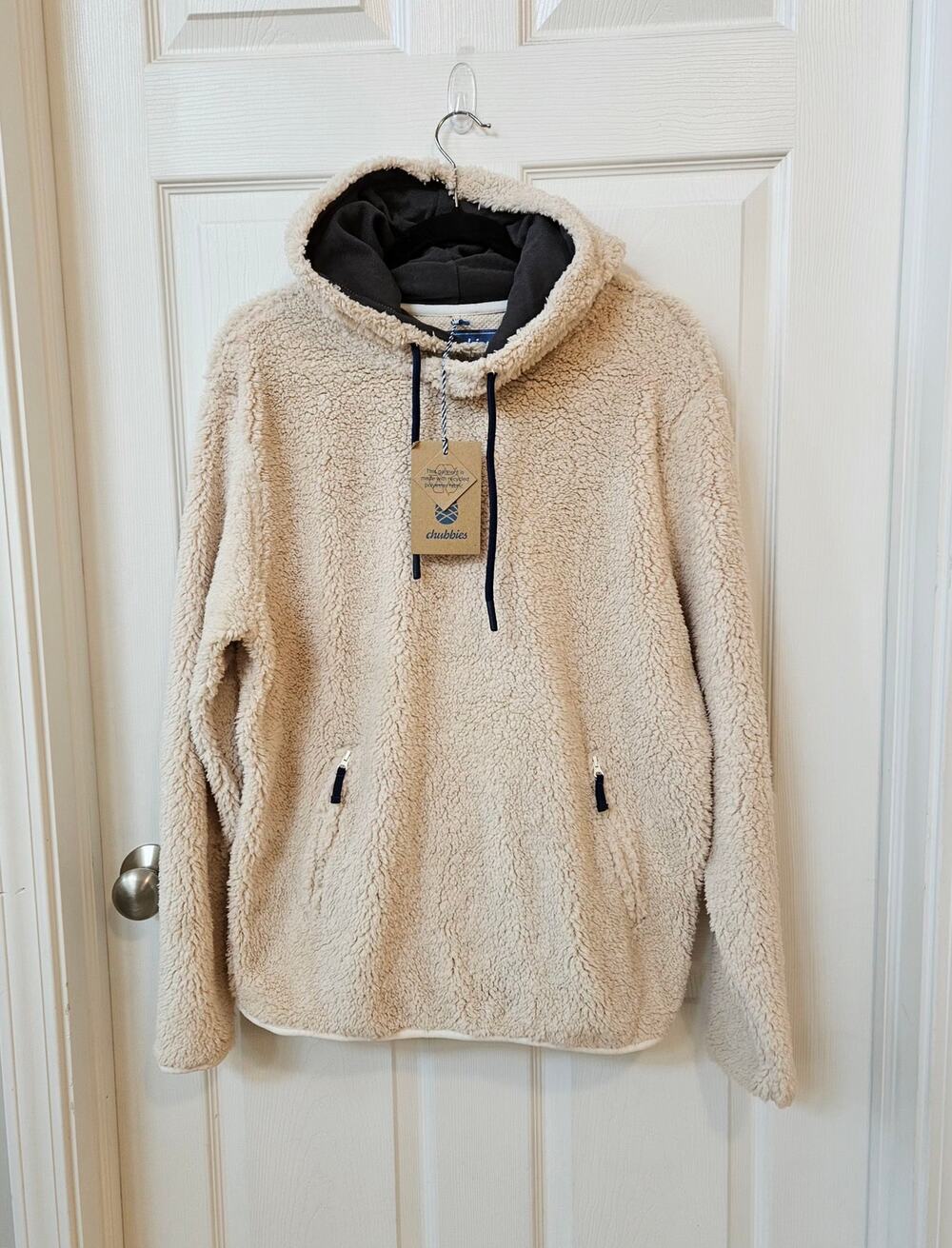 Chubbies The Snow Day 2.0 High Pile Fleece Hoodie Men’s L NWT Cream Sherpa